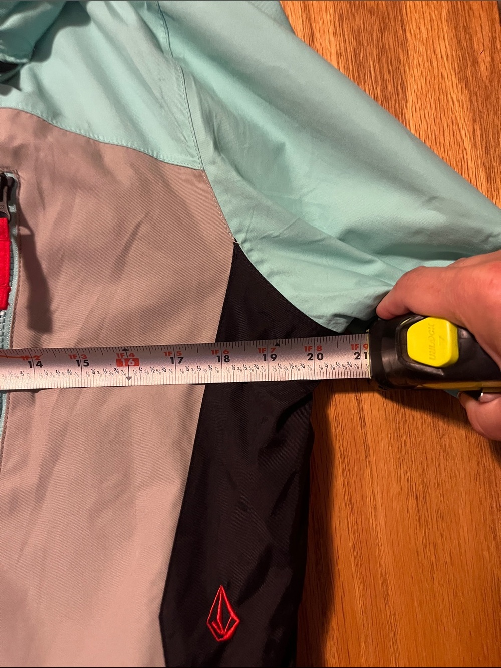 Volcom Colorblock Ski Jacket in Red, Mint & Gray - Picture 13 of 14